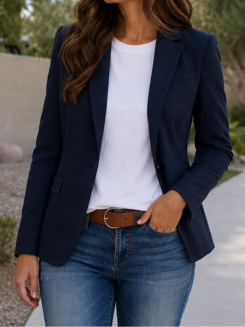Mary Crafts Navy Stretch Blazer Women’s Size 2 NWT